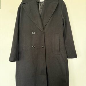 Old Navy Black Double-Breasted Trench Coat